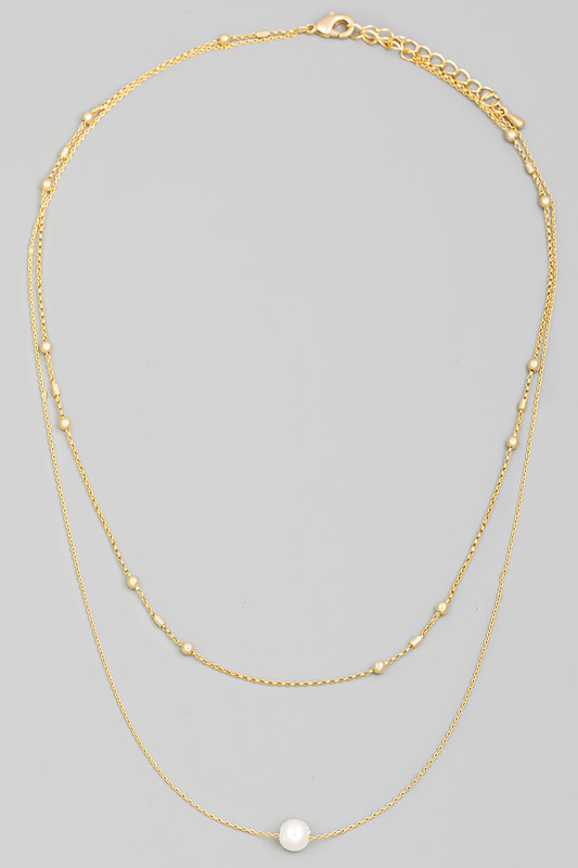 Elegant Pearl Charm Layered Chain Necklace