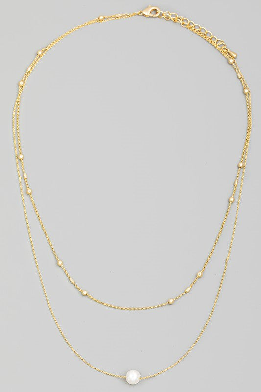 Elegant Pearl Charm Layered Chain Necklace