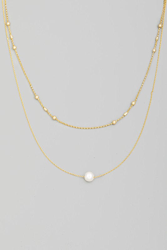 Elegant Pearl Charm Layered Chain Necklace