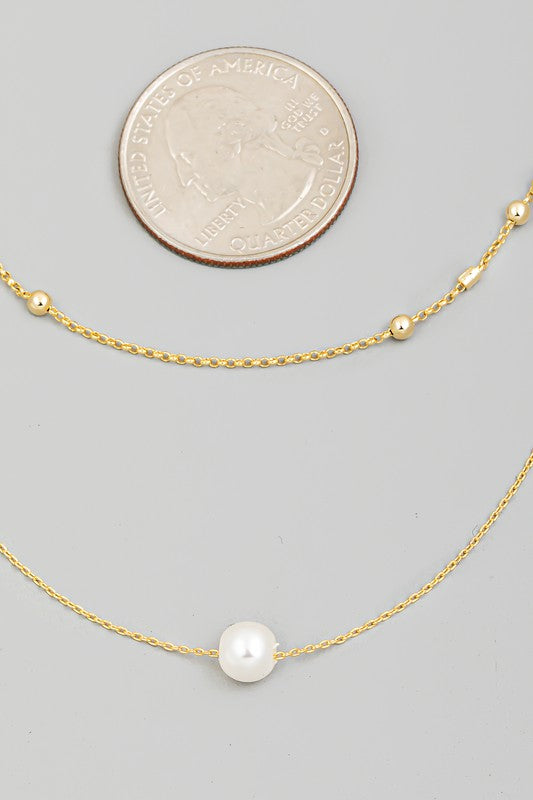 Elegant Pearl Charm Layered Chain Necklace