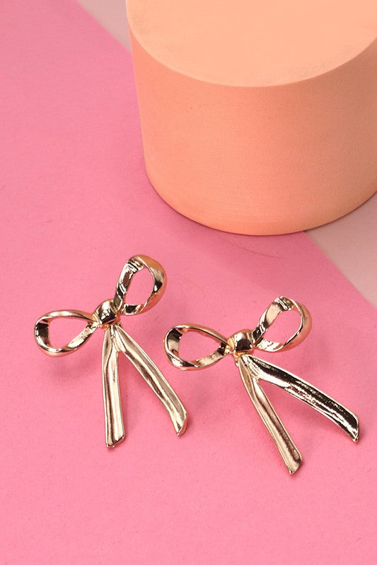 BOW MOVABLE STUD EARRINGS