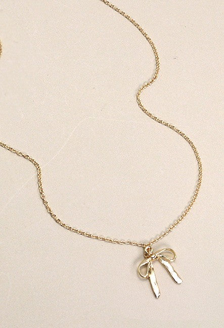 GOLD BOW PENDANT NECKLACE