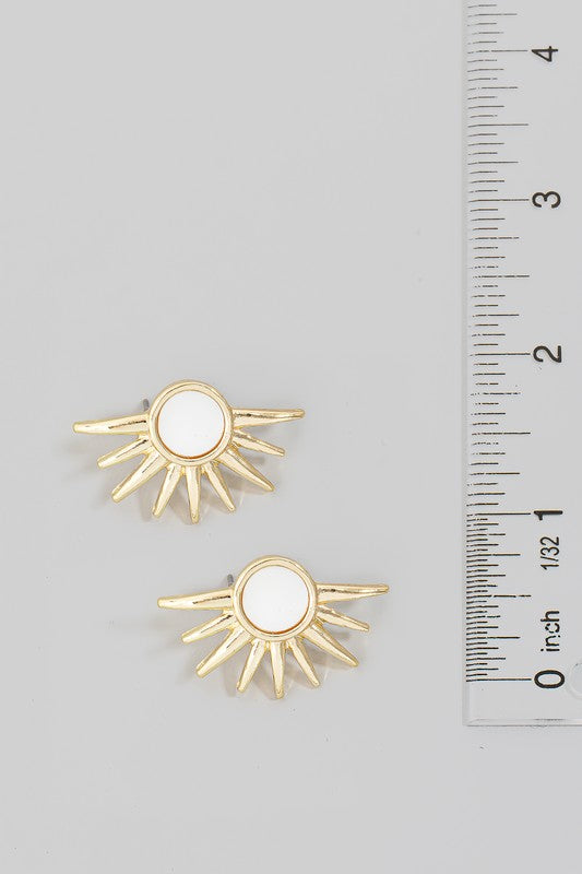 Golden Seashell Sunburst Stud Earrings