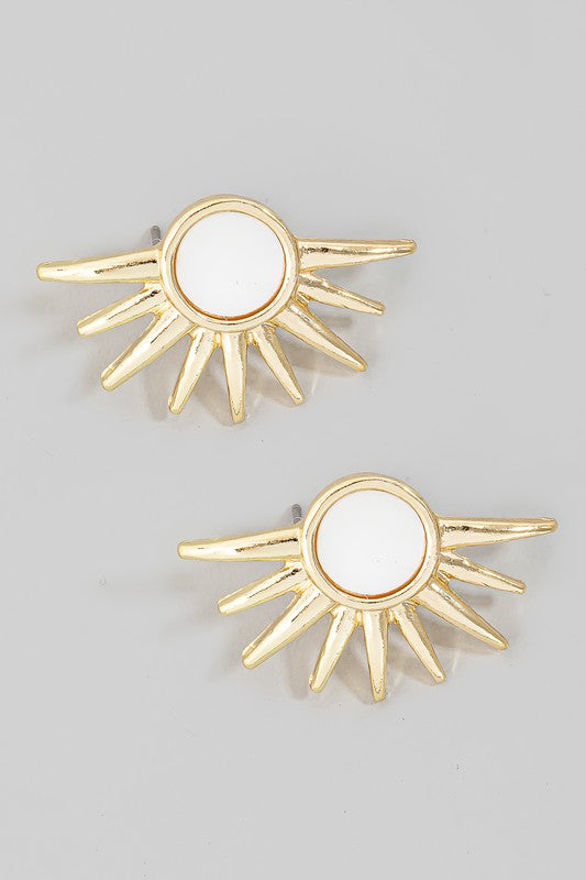 Golden Seashell Sunburst Stud Earrings