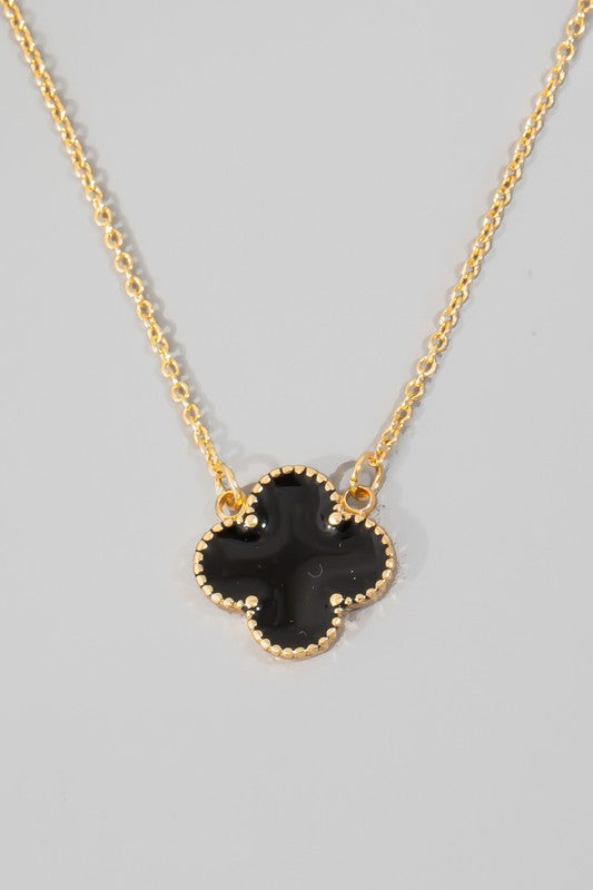 Gleaming Enamel Clover Pendant Necklace