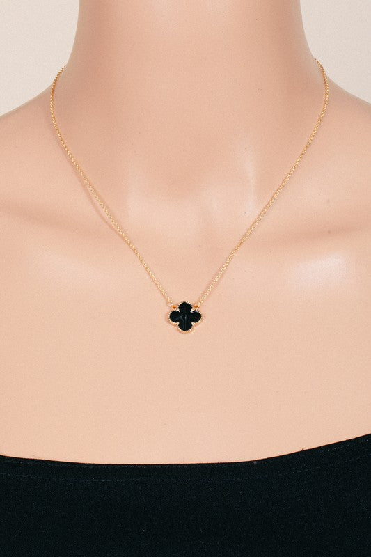 Gleaming Enamel Clover Pendant Necklace