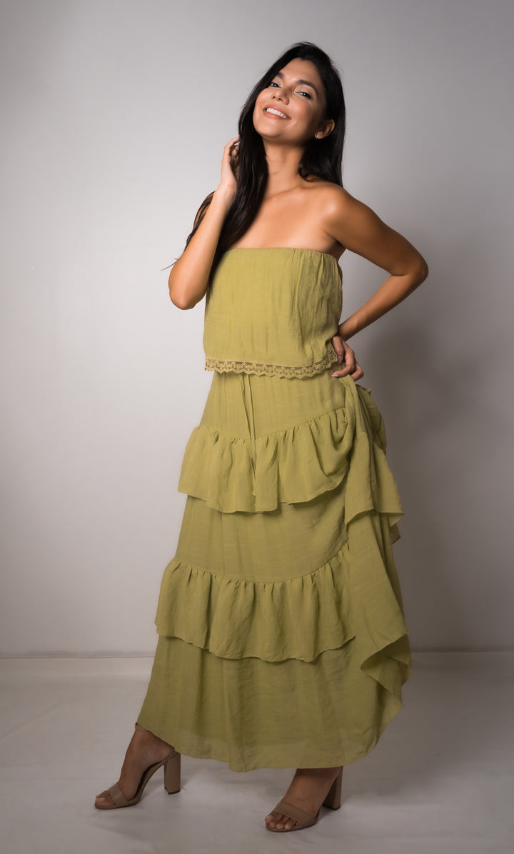 vestido midi escalonado Breezes