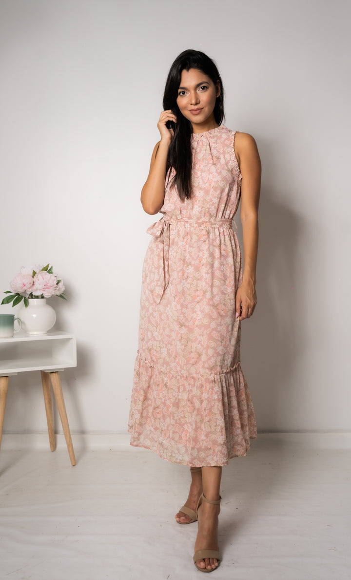 Vestido midi rosa peonía