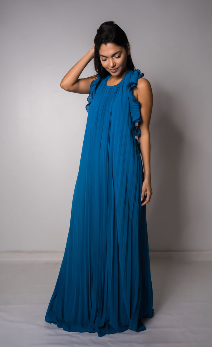 Royal song Pleated Maxi Dress